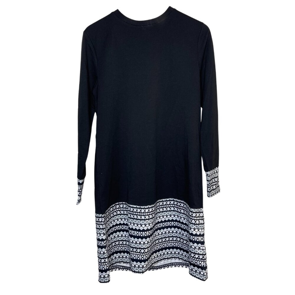 MADE WITH LOVE | NWT Women's Black Dress with White Pattern Trim | Size M